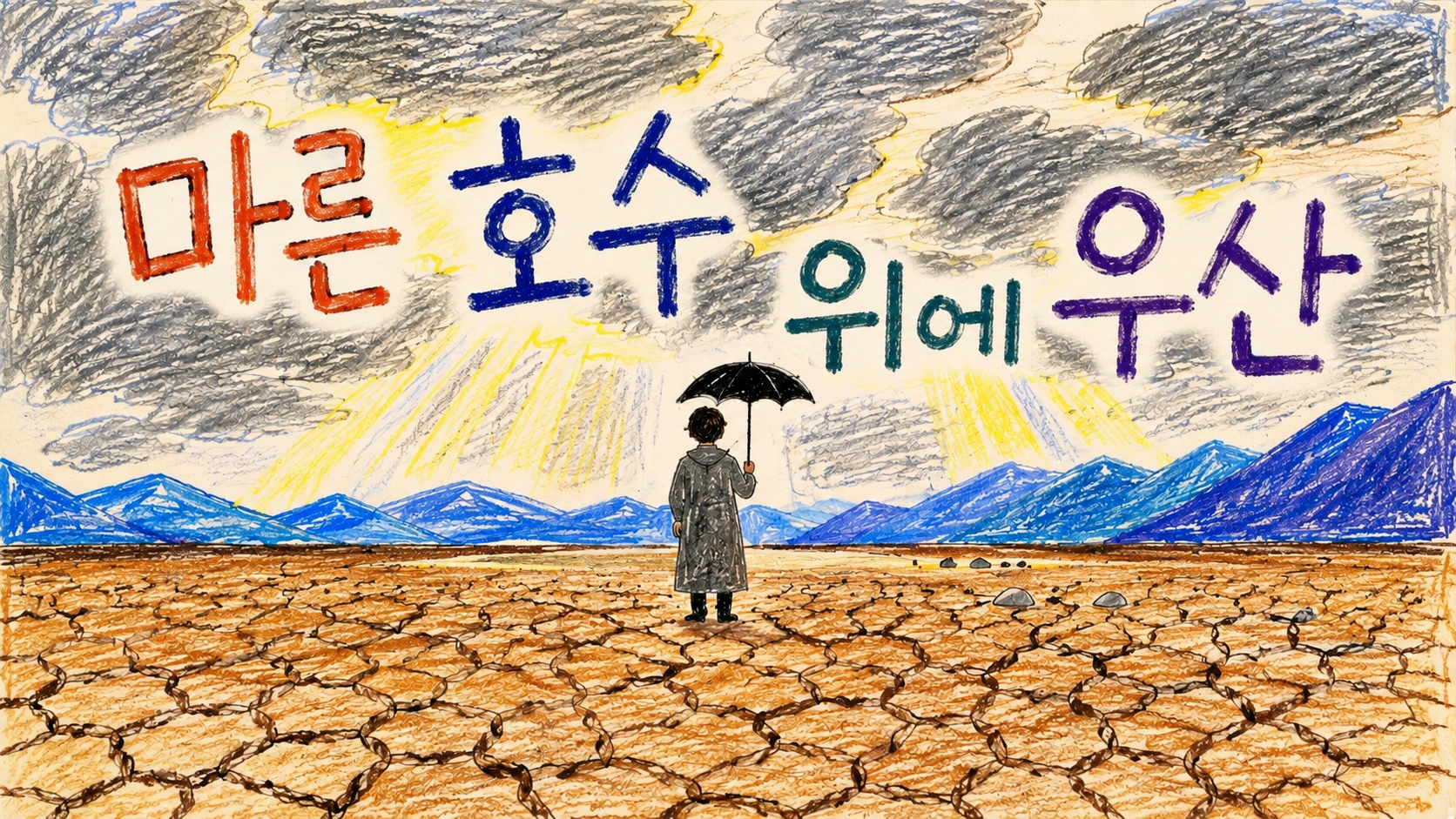 마른 호수 위에 우산 에세이 썸네일